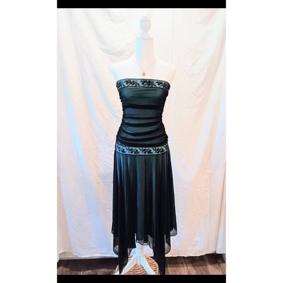 Trixxi Vintage Y2K Asymmetrical Beaded Midi Dress - Picture 1 of 6